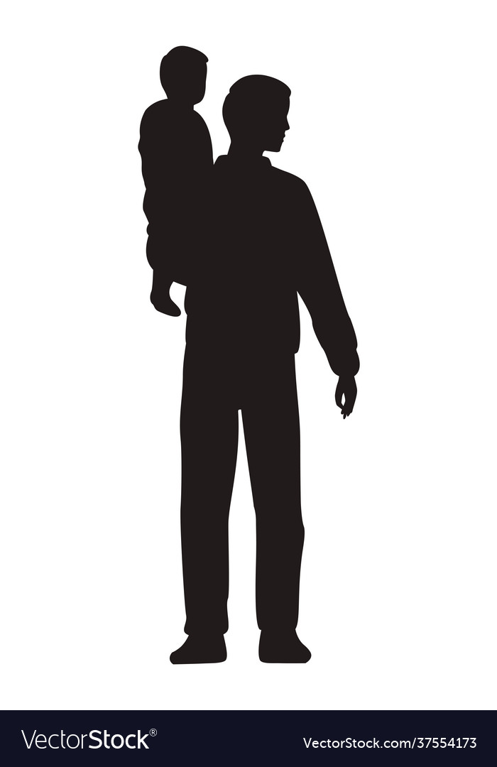 Father with son silhouettes Royalty Free Vector Image