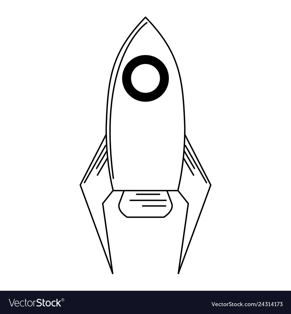 Rocket Raumschiff Symbol isoliert in schwarz