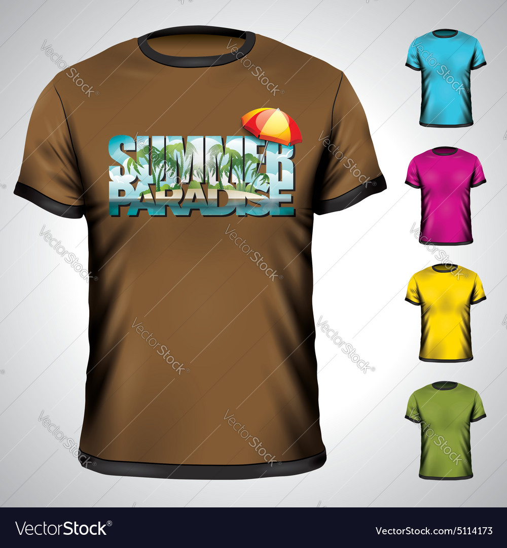 T-shirt set with summer holiday Royalty Free Vector Image