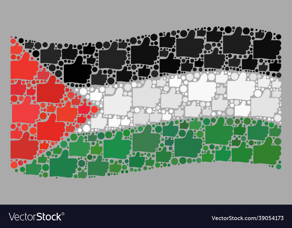 Waving approval palestine flag - collage Vector Image