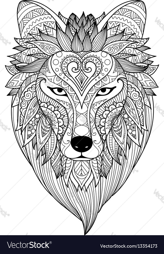 Zendoodle stylize of dire wolf vector image Zendoodle stylize of dire wolf