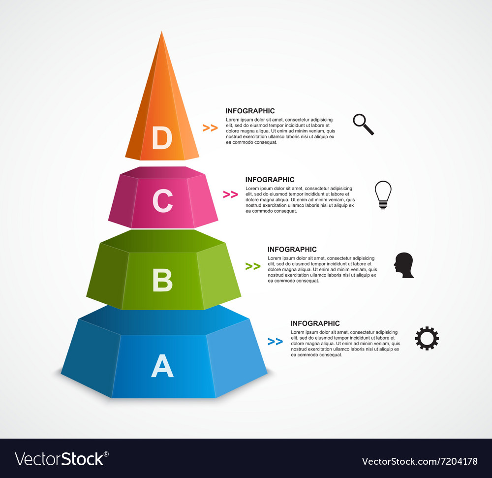 3d pyramid options infographics template vector image