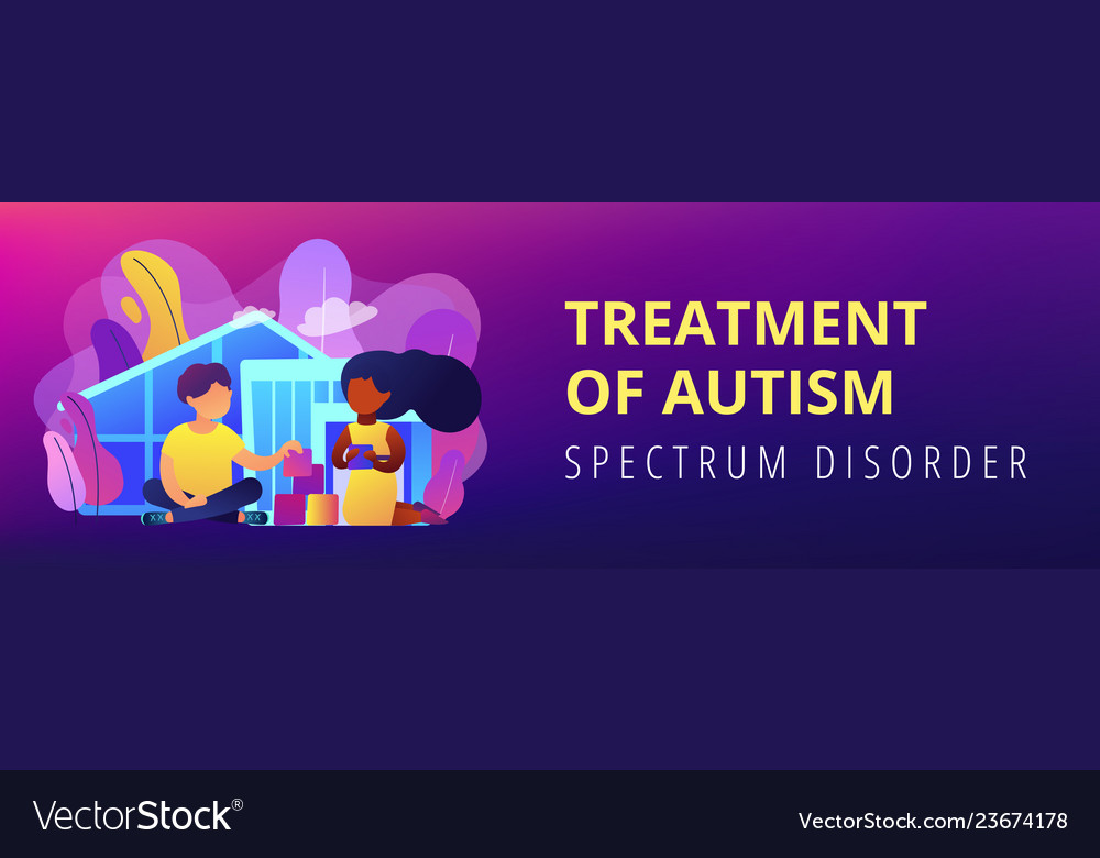 Autism center concept banner header Royalty Free Vector