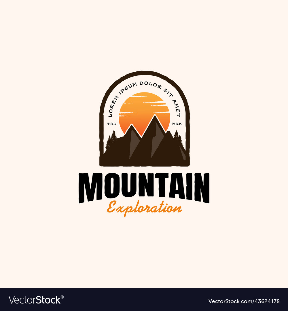 Badge vintage mountain landscape logo design