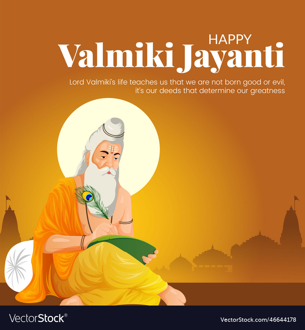 Banner design of happy valmiki jayanti template Vector Image