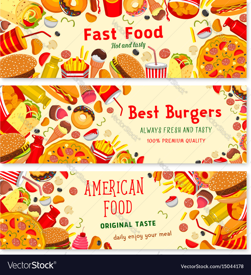 Banners for fast food restaurant Royalty Free Vector Image