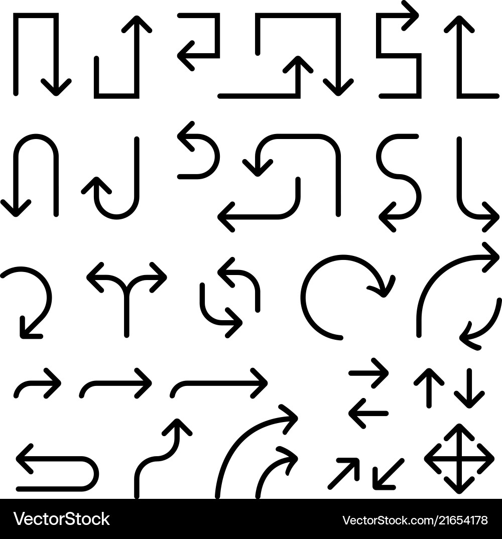 Black flat arrows set Royalty Free Vector Image