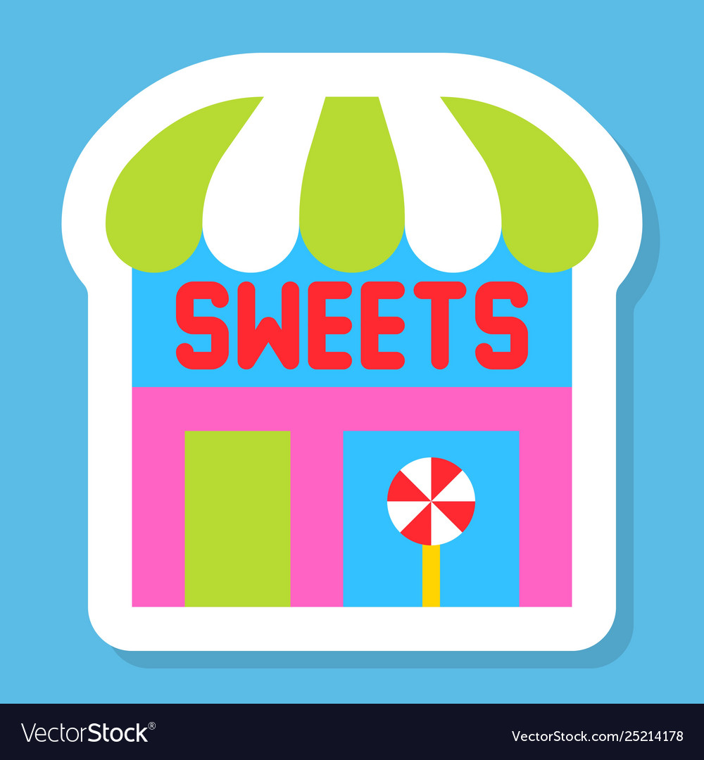 Candy shop sticker isolated flat stye icon