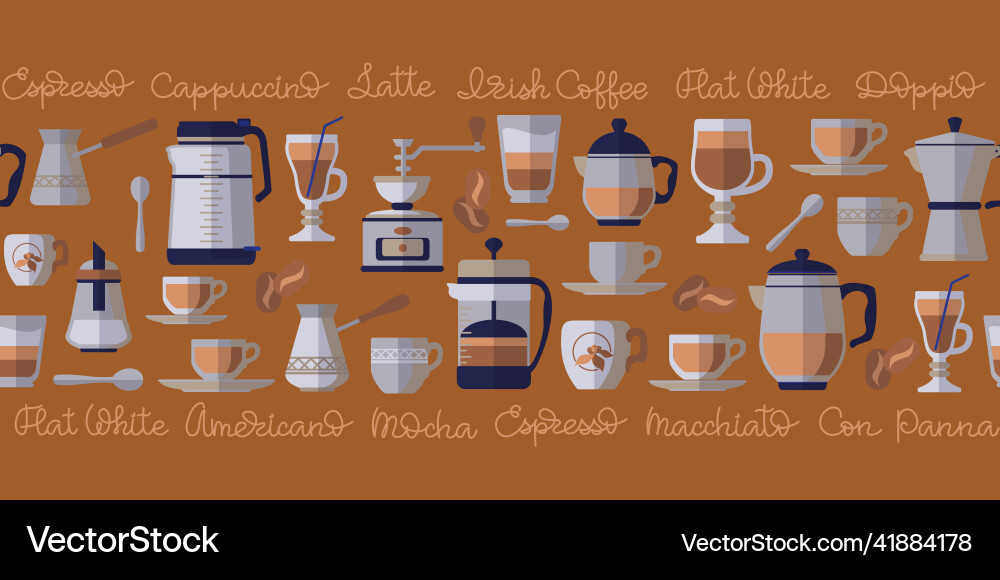 Coffee time seamless pattern equipment Royalty Free Vector