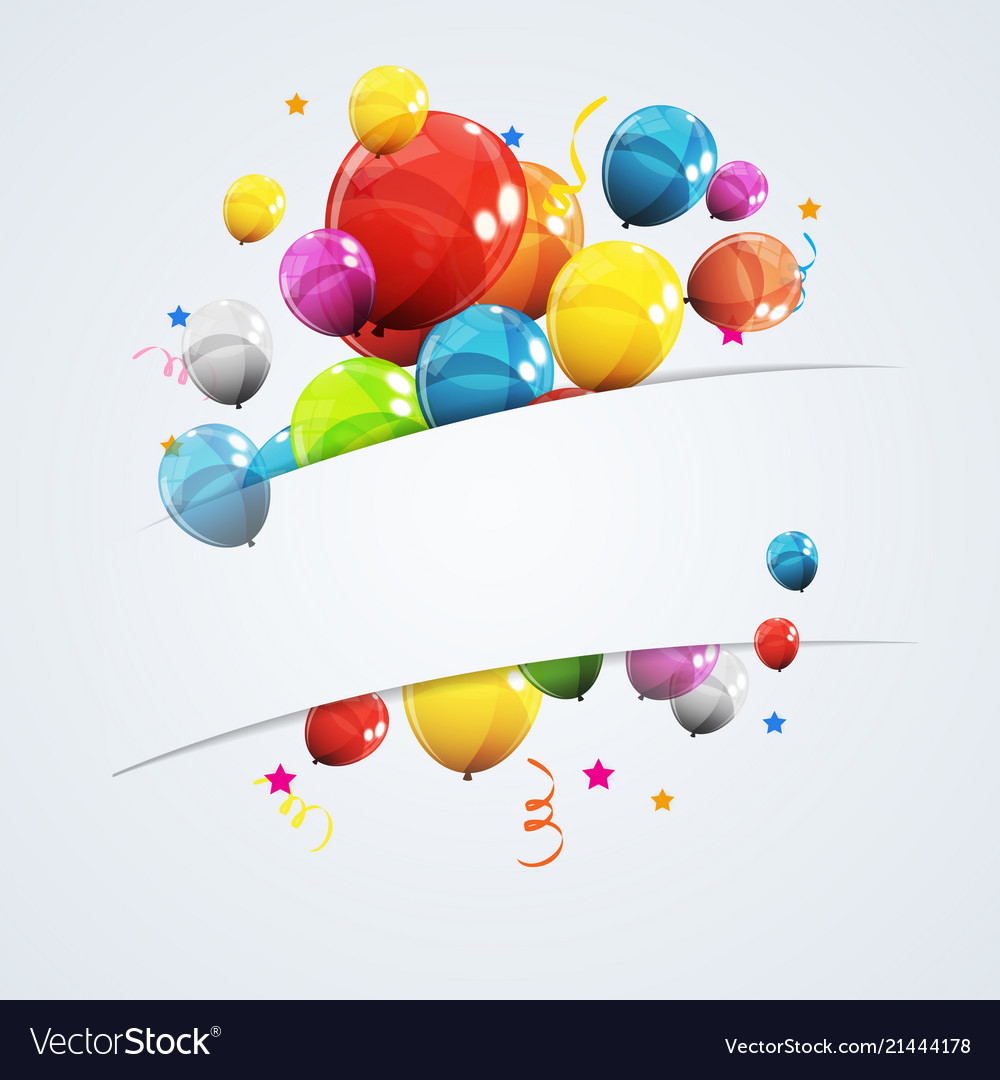 Color glossy happy birthday balloons banner