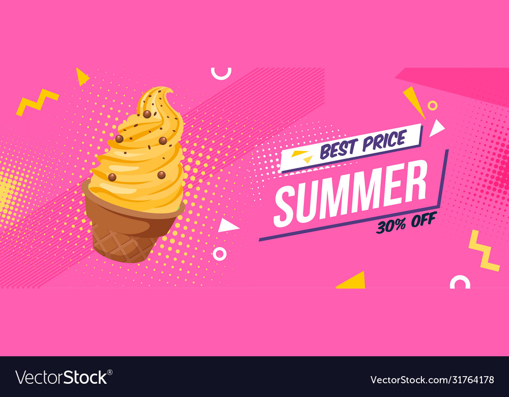 Colorful ice-cream and text lettering ad banner