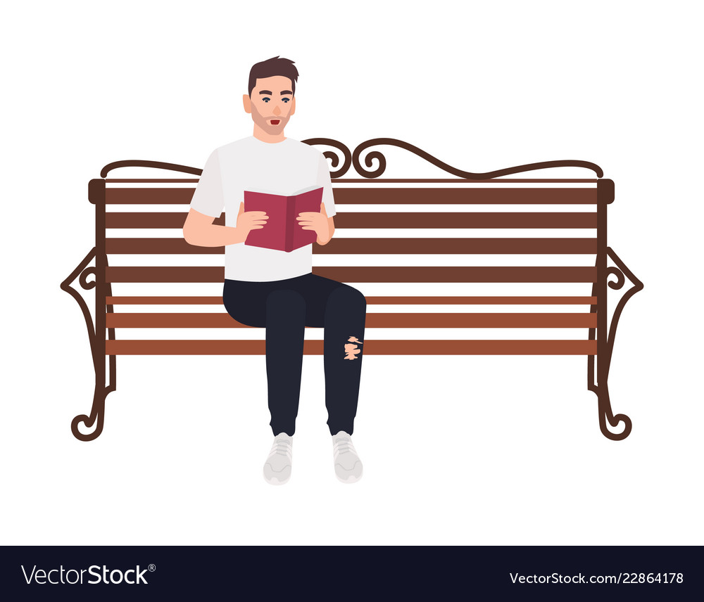 Guy dressed in casual clothes sitting on street Vector Image