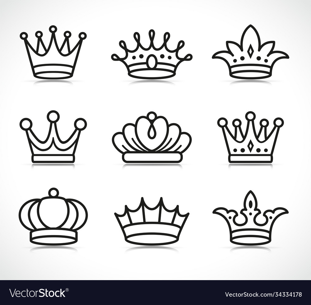 Isolated crown icons set