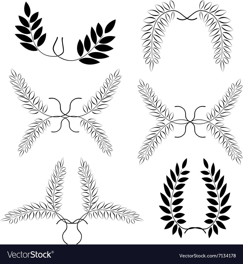 Laurel wreath tattoo set black ornaments nine Vector Image