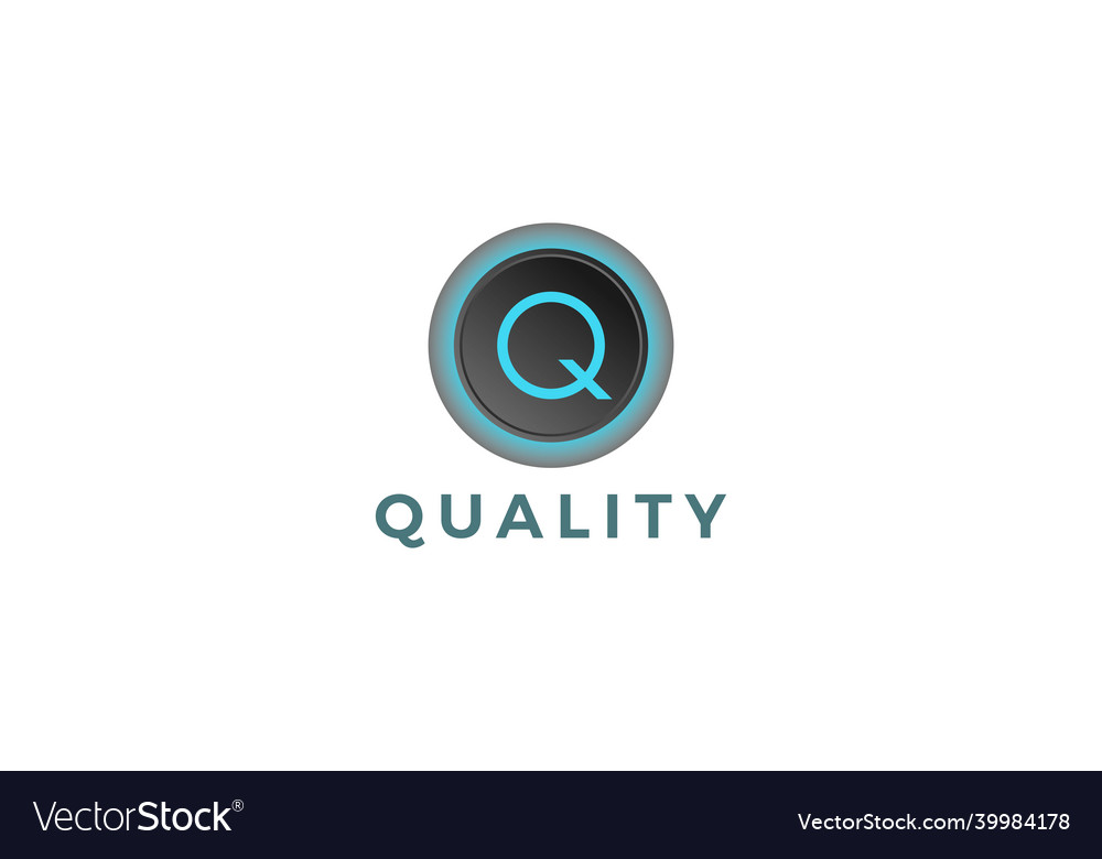 Letter Q Blue Color Glowing Business Logo Design Vector Image