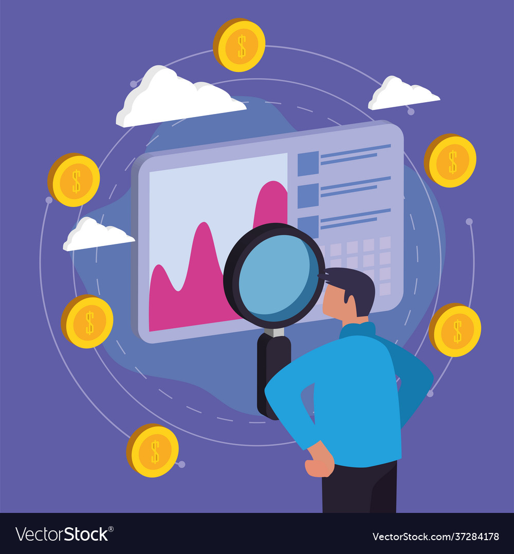 Man and analytics Royalty Free Vector Image - VectorStock