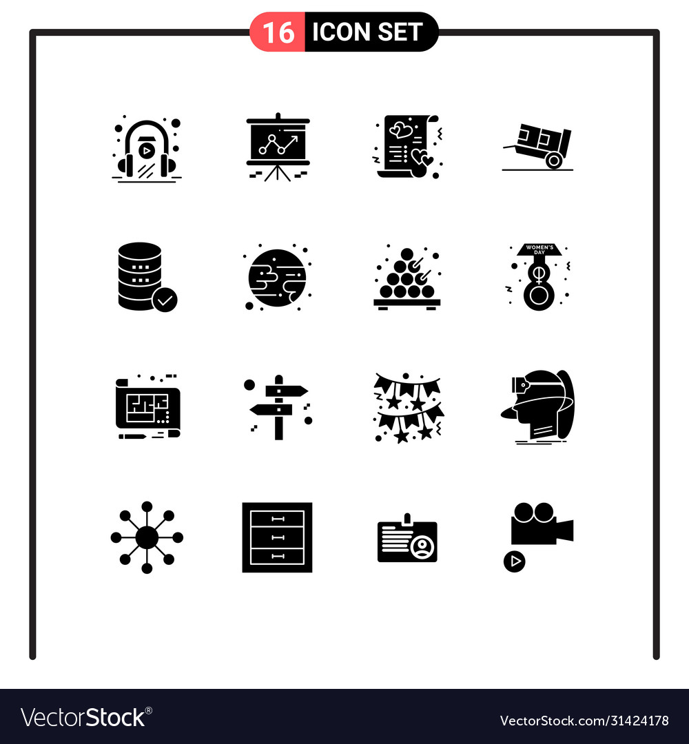 Set 16 commercial solid glyphs pack