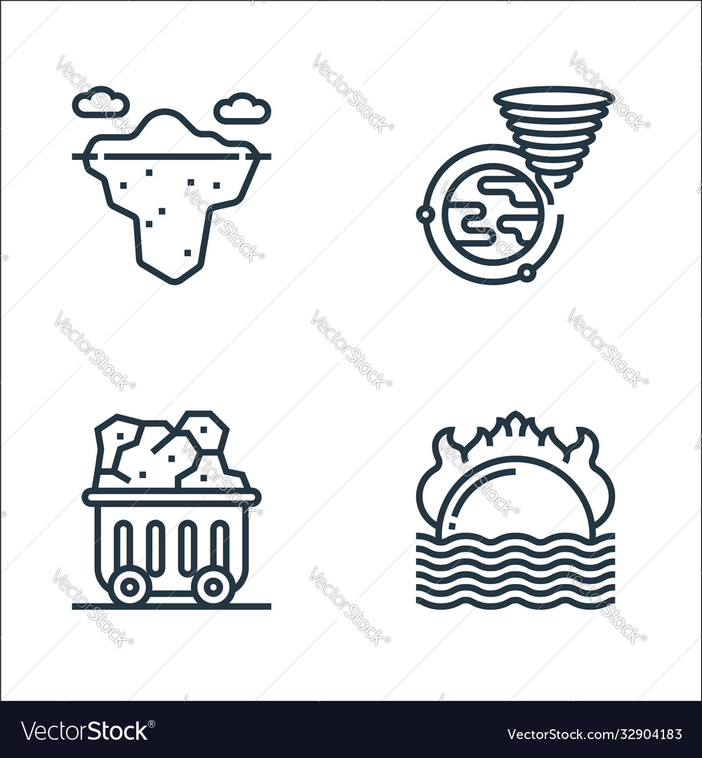 Climate change line icons linear set quality