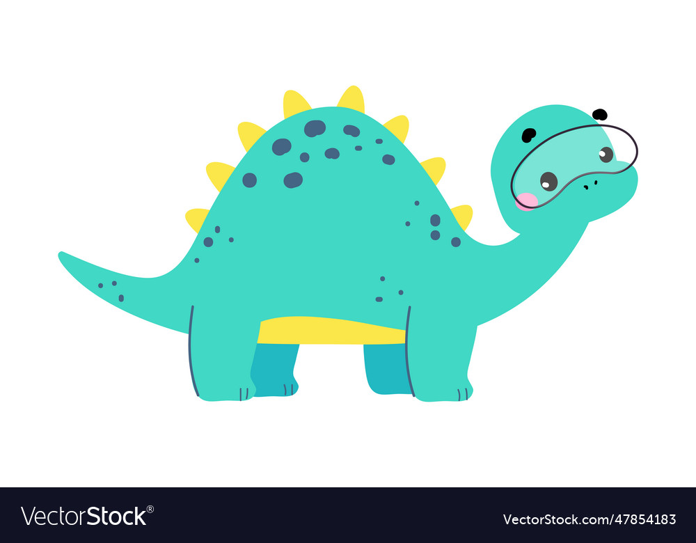 Cute baby dino character in goggles enjoy summer Vector Image