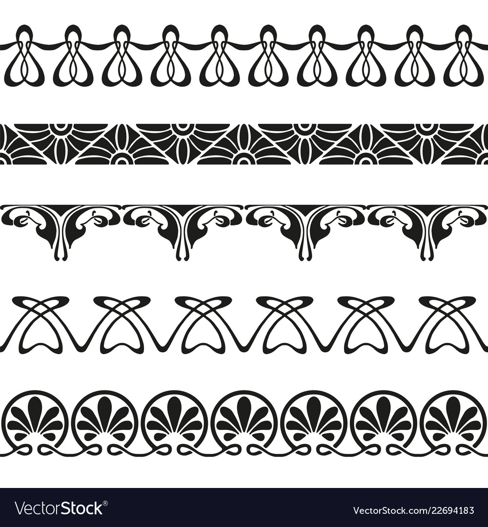 Decorative Art Nouveau Seamless Borders Vintage Vector Image