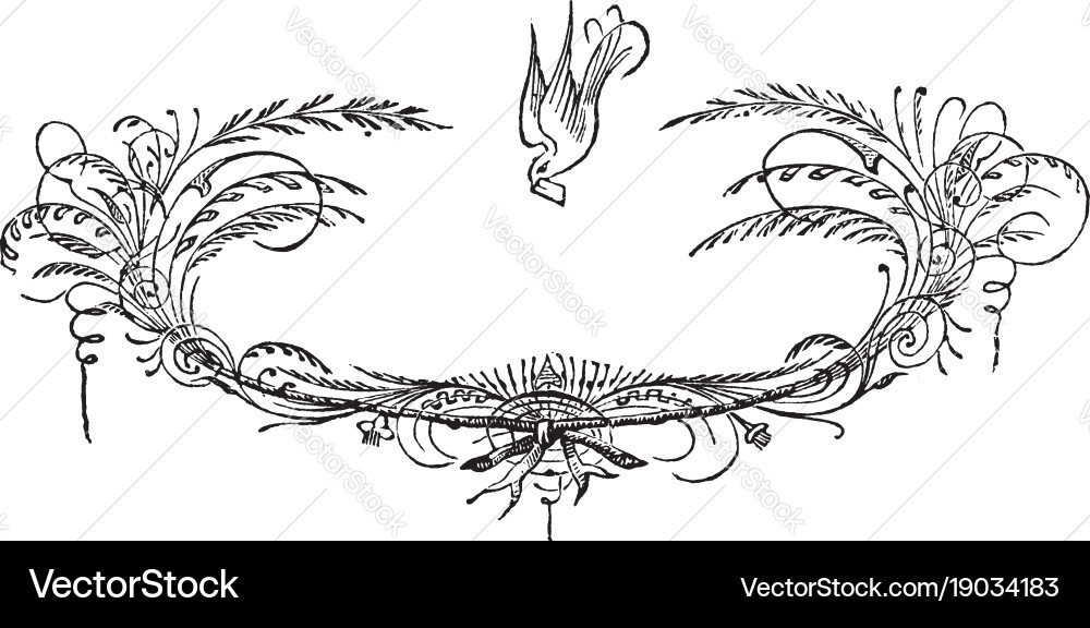 Floral Banner Has With A Flying Bird Pattern Vector Image