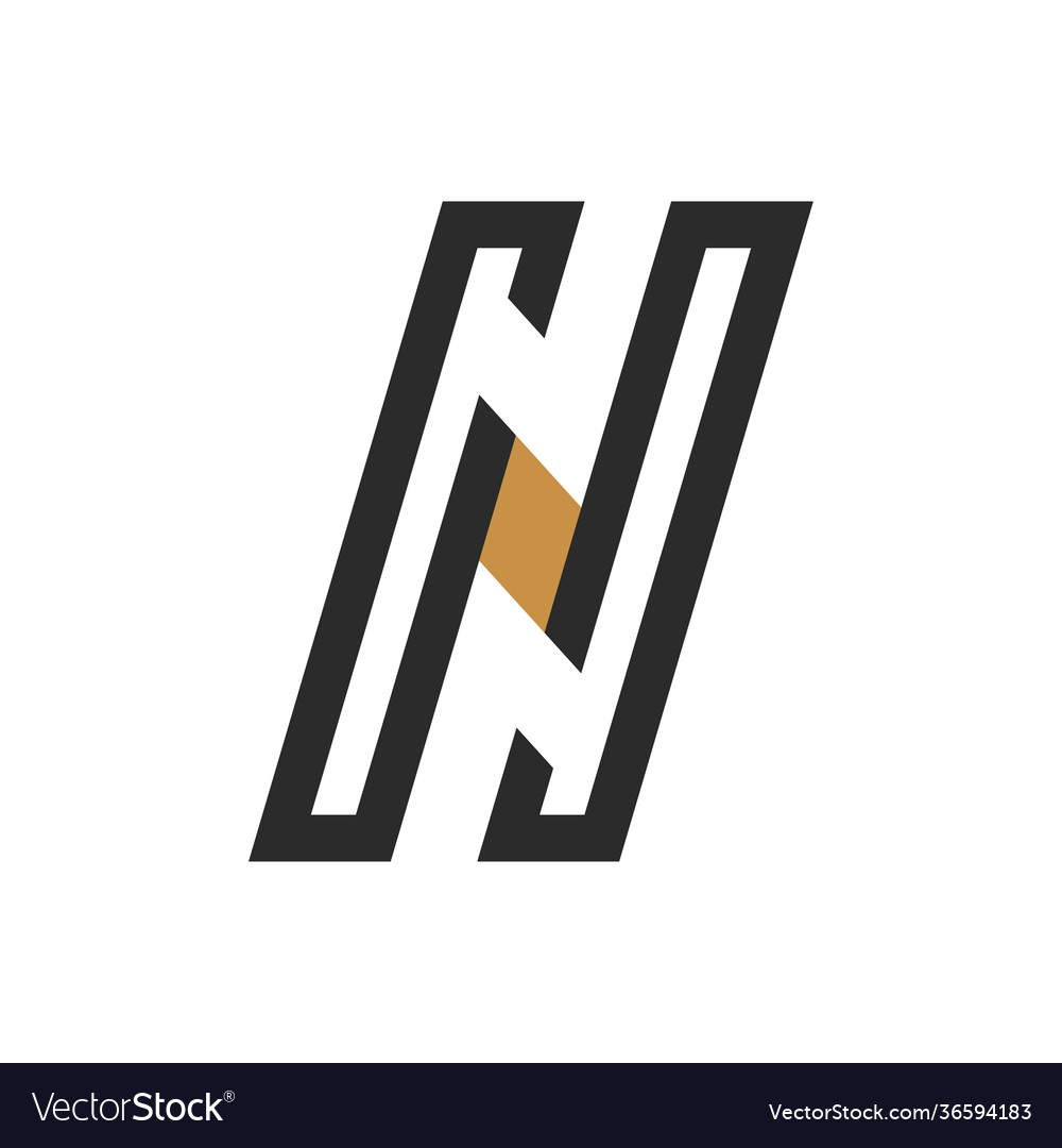 Initial letter nh logo or hn design Royalty Free Vector