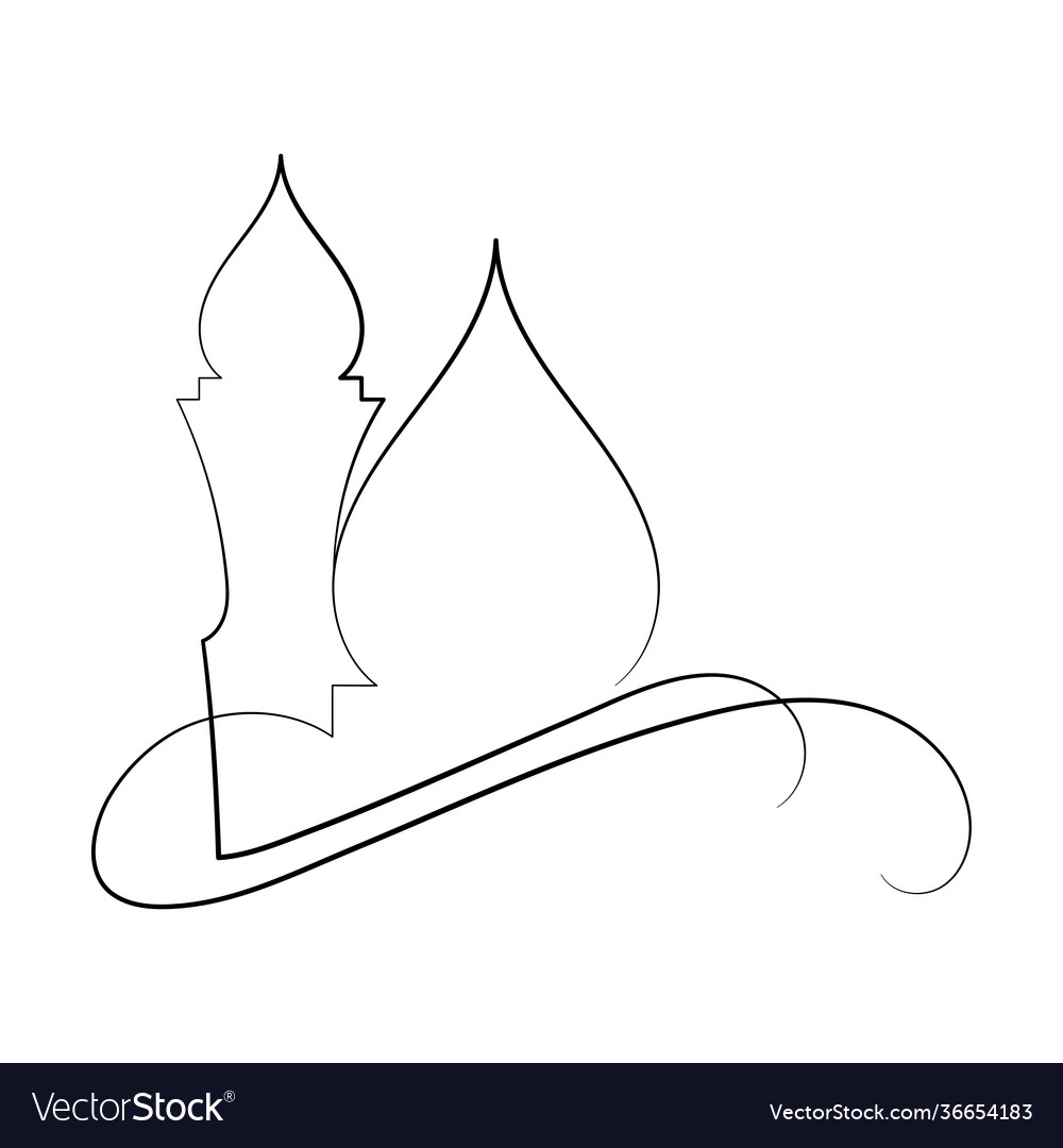 Islamic mosque line art drawing Royalty Free Vector Image