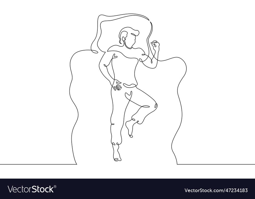 Man sleeps on a pillow under blanketsleeping