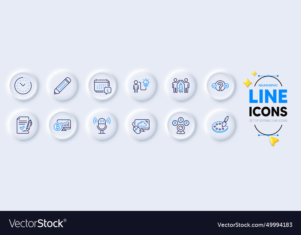 Microphone quiz test and palette line icons