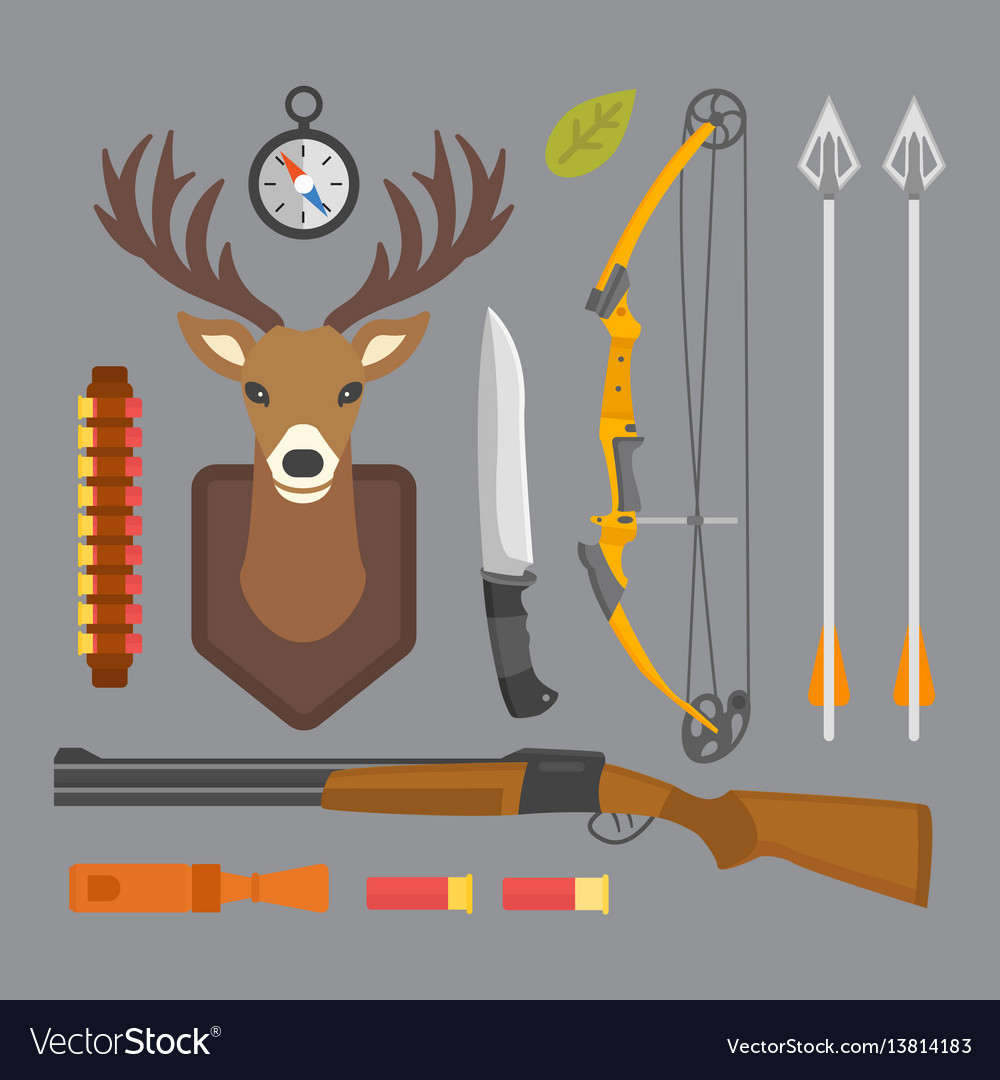 Set Of Hunting Symbols Camping Objects Design Vector Image | Hot Sex ...