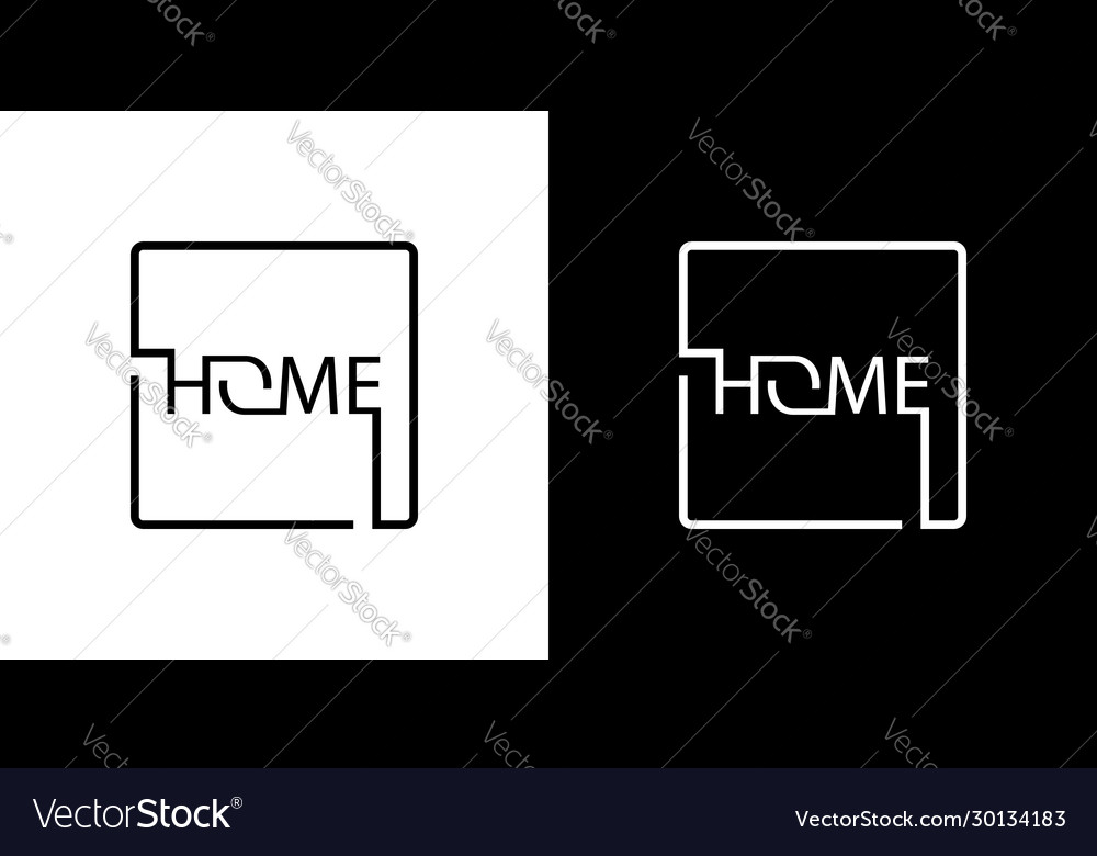 Square abstract house logo in minimal linear