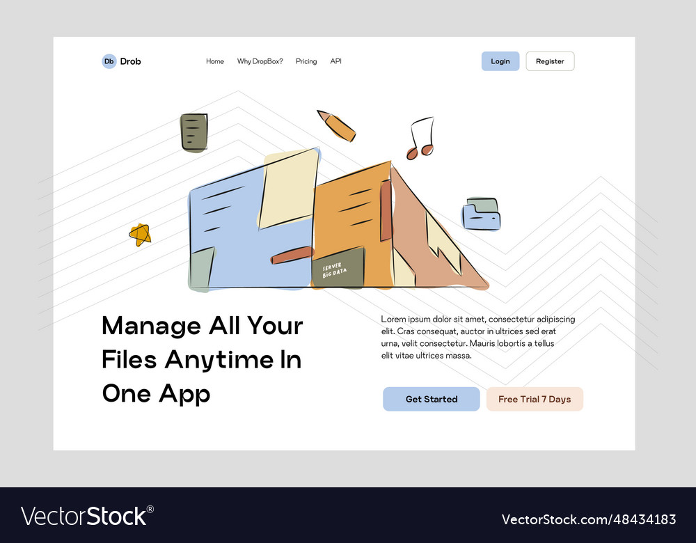 Storage website ui design template Royalty Free Vector Image