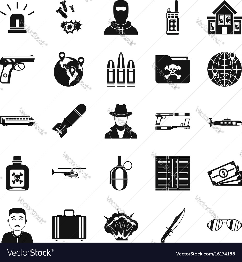 Antiterror icons set simple style Royalty Free Vector Image