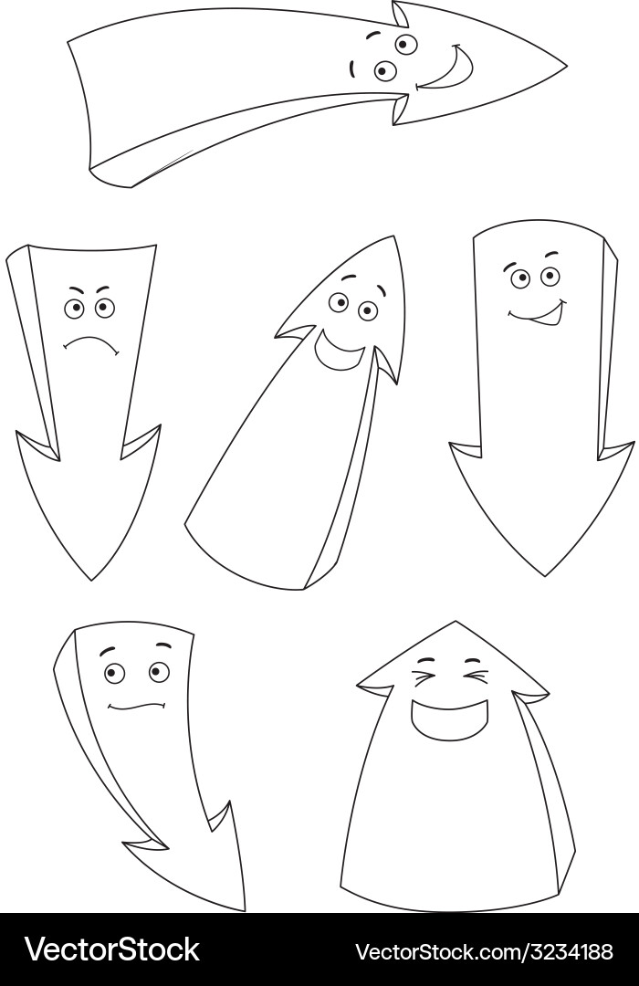 Arrows outlined Royalty Free Vector Image - VectorStock