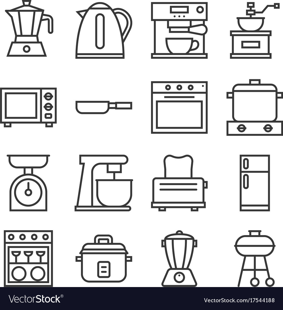 Kitchen household icons Royalty Free Vector Image