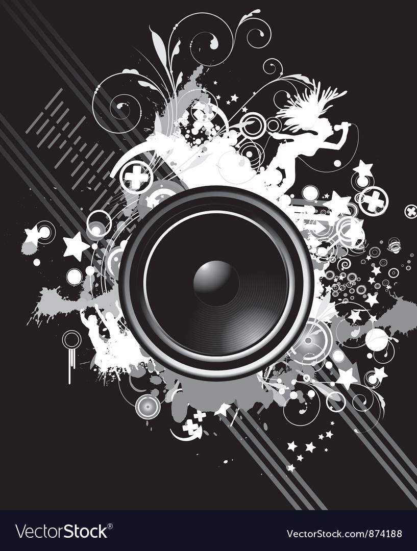 Music poster with speaker Royalty Free Vector Image