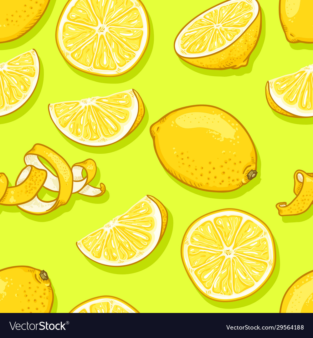 Seamless pattern yellow lemons