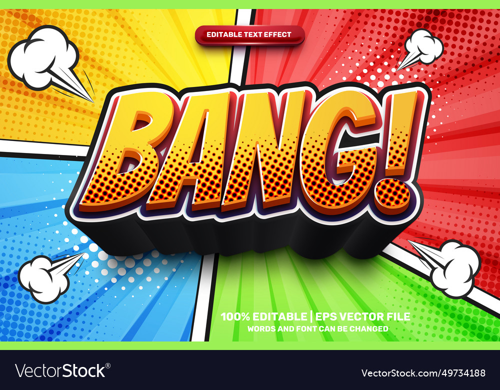 Super bang comic cartoon style bold 3d editable Vector Image