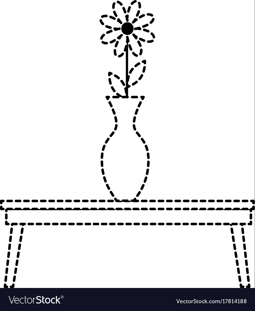 Table with decorative vase isolated icon