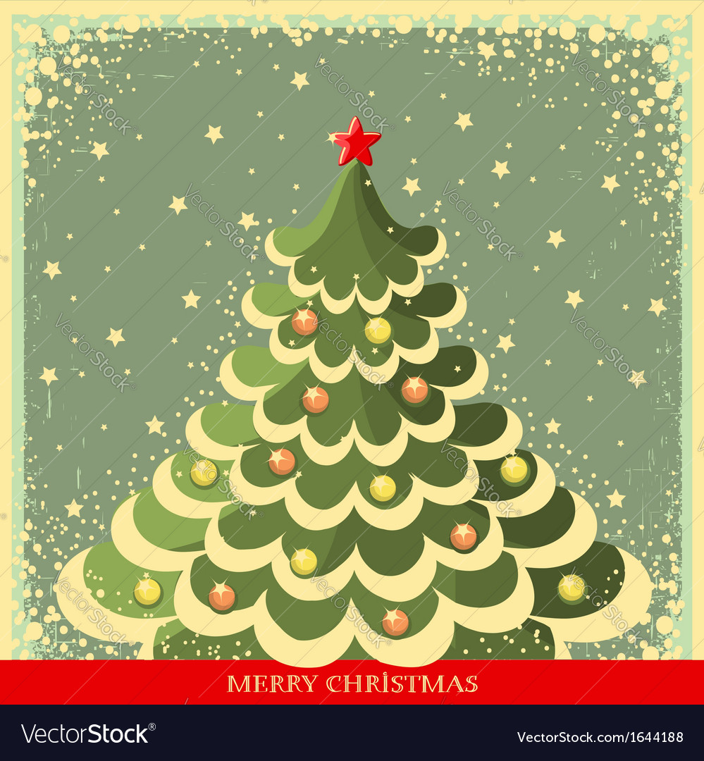 Download Vintage christmas background with tree Royalty Free Vector