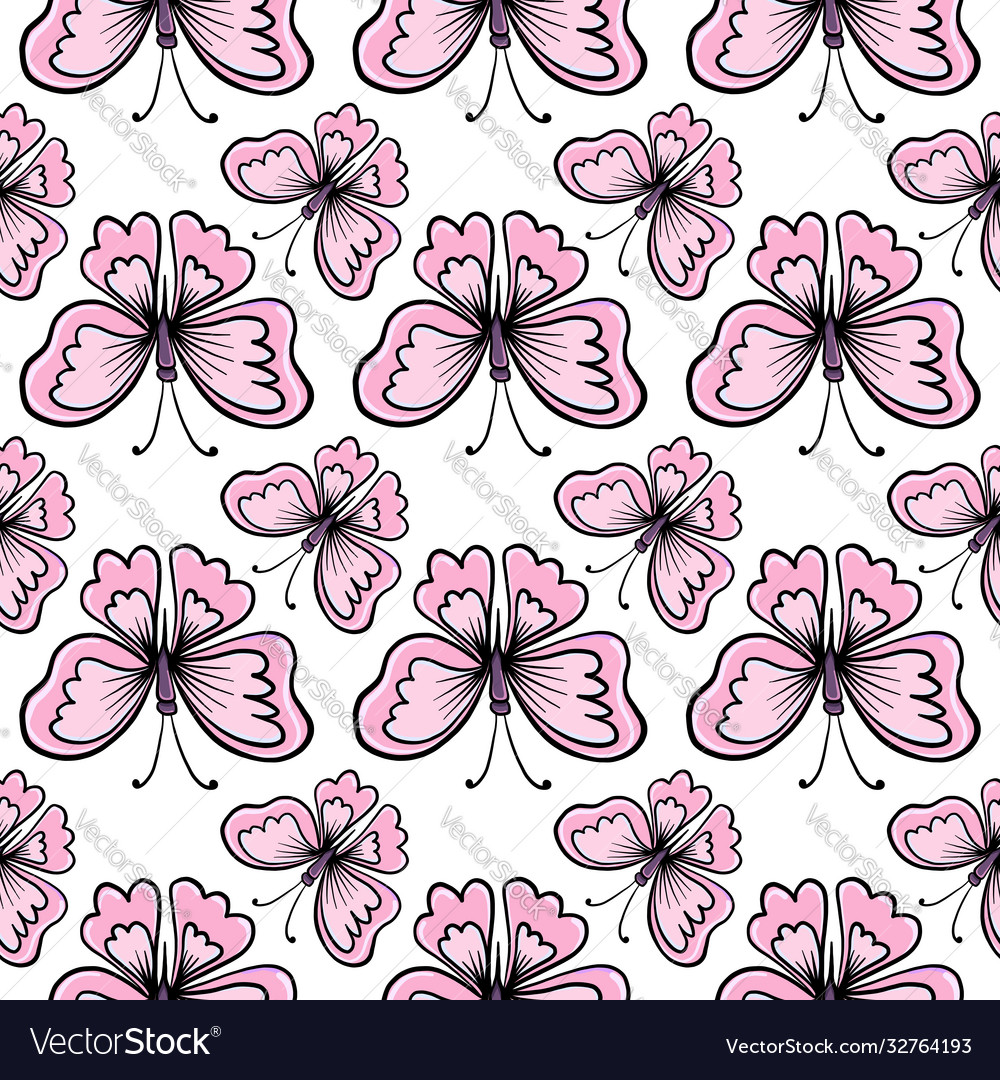 Butterfly pattern seamless on white