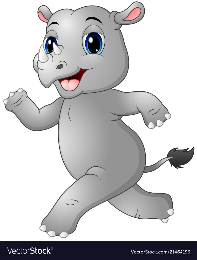 Cartoon Rhino Running Royalty Free Vector Image