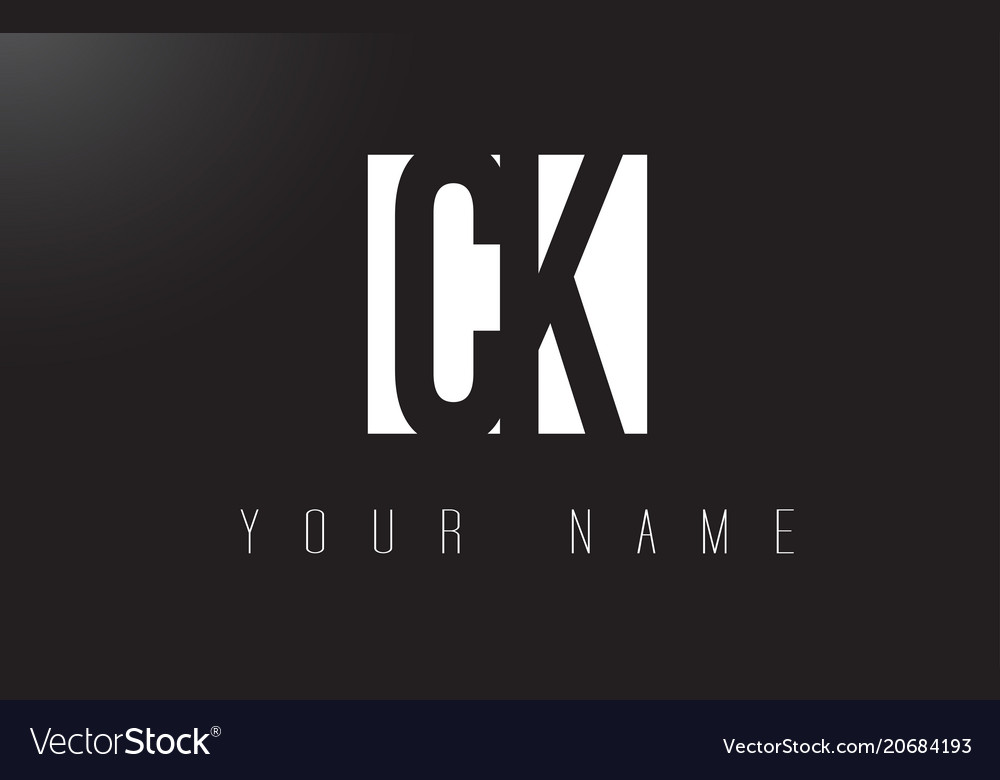 Ck letter logo with black and white negative