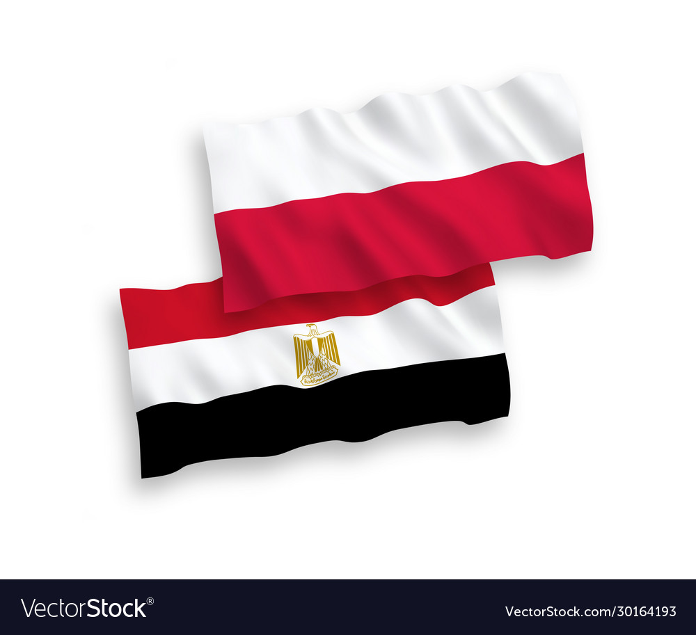 Flags egypt and poland on a white background