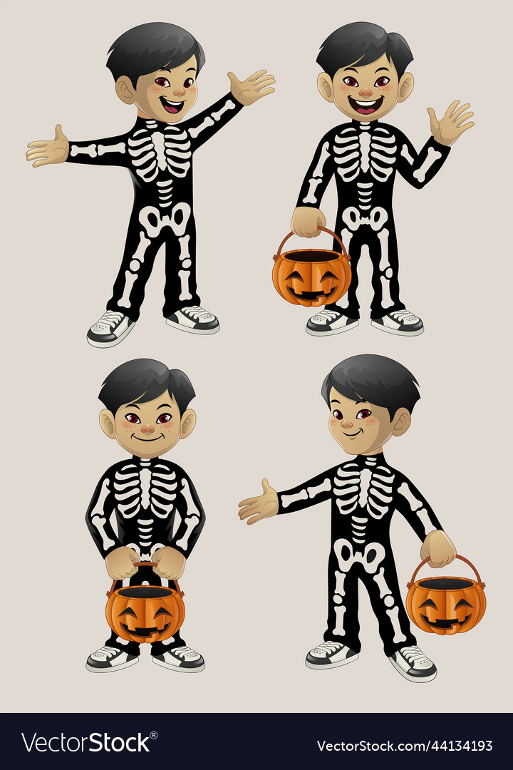 Jacket Skeleton Inside Halloween Print Kids Stock Vector (Royalty