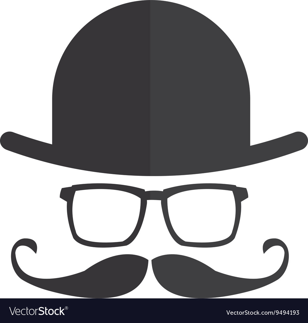 Hat Glasses Mustache Bowtie Icon Royalty Free Vector Image 1279