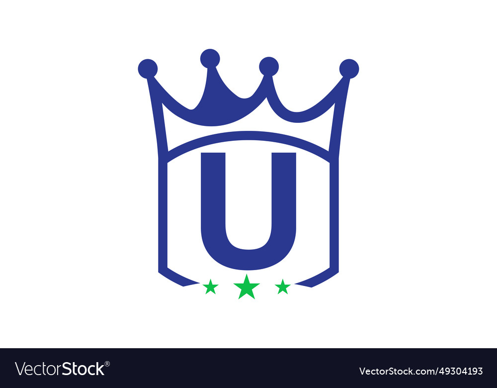 Letter u king crown design template logo