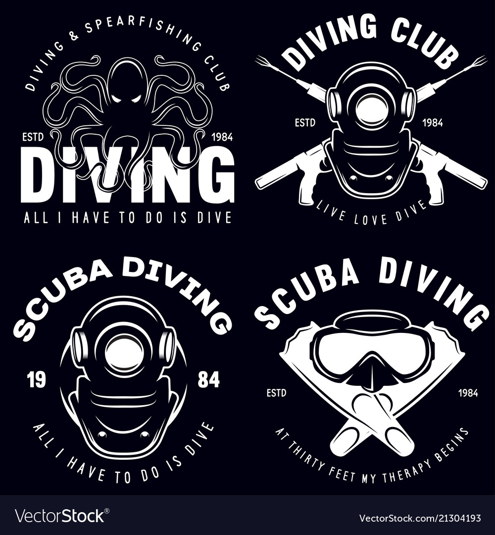 Set of scuba diving club and diving school badges Vector Image