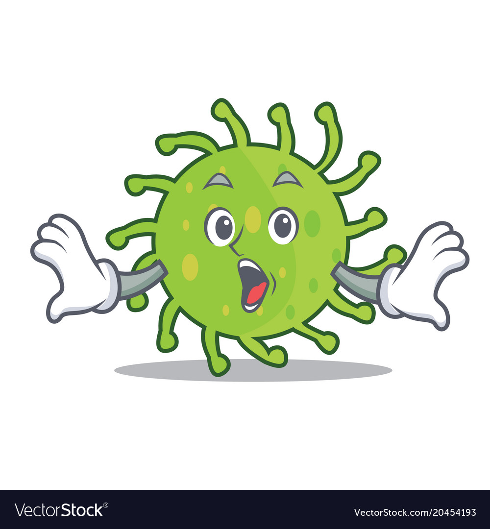 Surprised green bacteria mascot cartoon