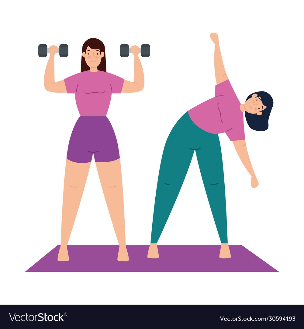 Women practicing exercise isolated icon Royalty Free Vector